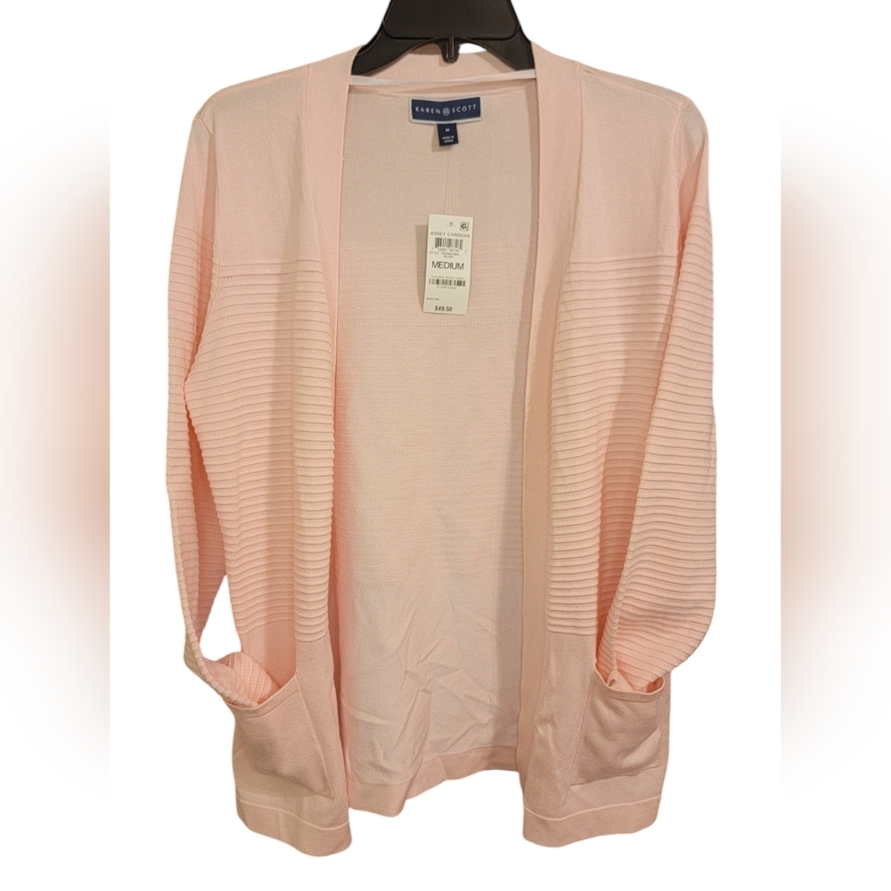 NWT Karen Scott | jersey cardigan Pink Blush